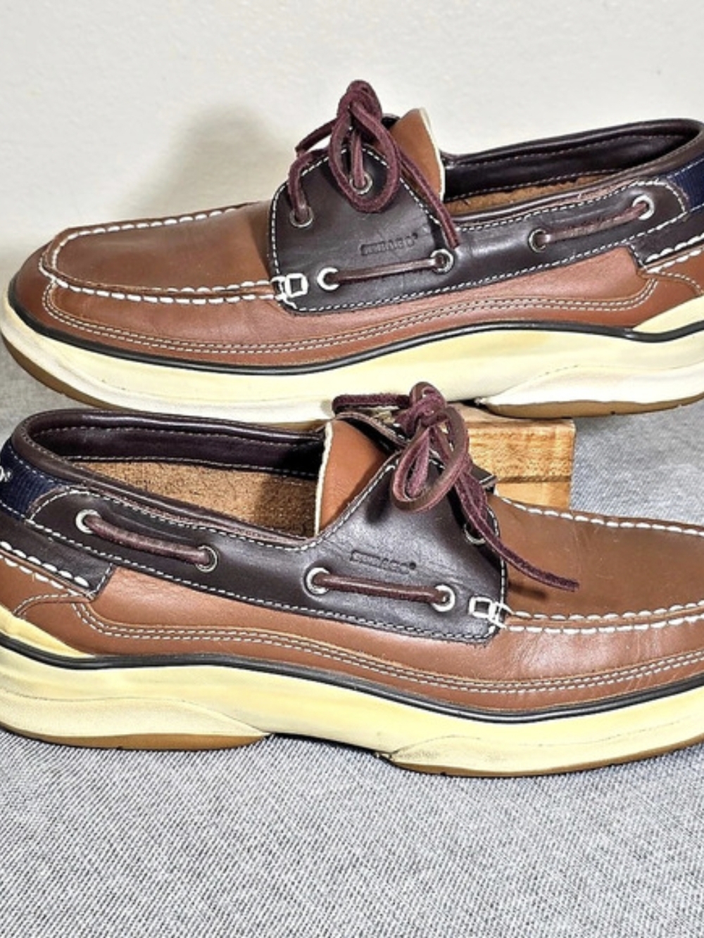 Sebago Docksides San Juan Men's Boat Shoes Size 8.5 Two-Tone Brown